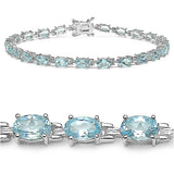 14.30 Carat Genuine Blue Topaz .925 Sterling Silver Bracelet for women