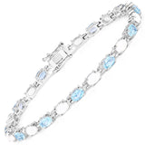 9.02 Carat Genuine Opal and Blue Topaz .925 Sterling Silver Bracelet