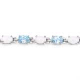 9.02 Carat Genuine Opal and Blue Topaz .925 Sterling Silver Bracelet
