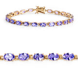 14K Yellow Gold Plated 9.68 ct. Genuine Tanzanite .925 Sterling Silver Bracelet