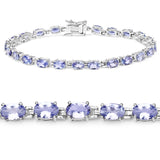 9.68 Carat Genuine Tanzanite .925 Sterling Silver Bracelet