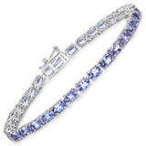 7.07 Carat Genuine Tanzanite 14K White Gold Bracelet