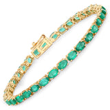 6.46 ct Genuine Zambian Emerald 14K Yellow Gold Bracelet