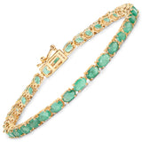 6.46 ct Genuine Zambian Emerald 14K Yellow Gold Bracelet