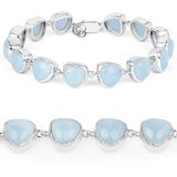 25.90 Carat Genuine Aquamarine .925 Sterling Silver Bracelet