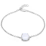 4.57 Carat Genuine White Agate and White Topaz .925 Sterling Silver Bracelet