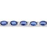 12.36 ct. Genuine Blue Sapphire and White Diamond 14K White Gold Bracelet