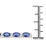 12.36 ct. Genuine Blue Sapphire and White Diamond 14K White Gold Bracelet