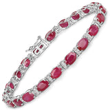 11.70 Carat Genuine Ruby and White Diamond 14K White Gold Bracelet