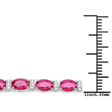12.36 Carat Genuine Ruby and White Diamond 14K White Gold Bracelet