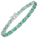 9.94 ct. Genuine Zambian Emerald and White Diamond 14K White Gold Bracelet