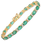 9.94 ct. Genuine Zambian Emerald and White Diamond 14K Yellow Gold Bracelet