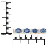 8.76 Carat Genuine Blue Sapphire and White Diamond 14K Yellow Gold Bracelet