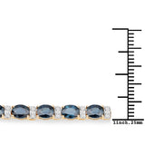 12.05 Carat Genuine Blue Sapphire and White Diamond 14K Yellow Gold Bracelet