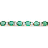 7.80 ct. Genuine Zambian Emerald and White Diamond 14K Yellow Gold Bracelet