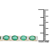 7.80 ct. Genuine Zambian Emerald and White Diamond 14K Yellow Gold Bracelet