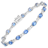 7.81 ct. Genuine Blue Sapphire and White Diamond 14K White Gold Bracelet