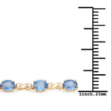 7.81 ct. Genuine Blue Sapphire and White Diamond 14K Yellow Gold Bracelet