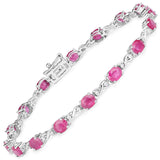 7.49 ct. Genuine Ruby and White Diamond 14K White Gold Bracelet