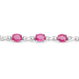 7.49 ct. Genuine Ruby and White Diamond 14K White Gold Bracelet