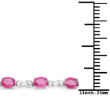 7.49 ct. Genuine Ruby and White Diamond 14K White Gold Bracelet