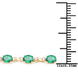 5.09 Carat Genuine Zambian Emerald and White Diamond 14K Yellow Gold Bracelet