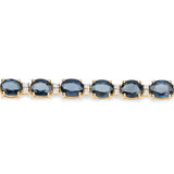12.97 ct. Genuine Blue Sapphire and White Diamond 14K Yellow Gold Bracelet