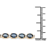 12.97 ct. Genuine Blue Sapphire and White Diamond 14K Yellow Gold Bracelet