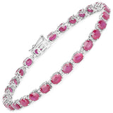 12.43 ct. Genuine Ruby and White Diamond 14K White Gold Bracelet