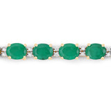 8.35 ct Genuine Zambian Emerald and White Diamond 14K Yellow Gold Bracelet