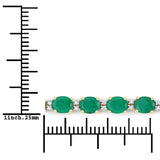 8.35 ct Genuine Zambian Emerald and White Diamond 14K Yellow Gold Bracelet