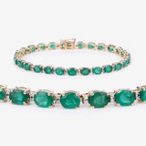 8.35 ct Genuine Zambian Emerald and White Diamond 14K Yellow Gold Bracelet