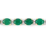 8.35 ct Genuine Zambian Emerald and White Diamond 14K Yellow Gold Bracelet