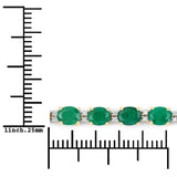 8.35 ct Genuine Zambian Emerald and White Diamond 14K Yellow Gold Bracelet