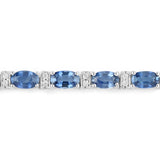 5.73 Carat Genuine Blue Sapphire and White Diamond 14K White Gold Bracelet