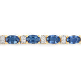 5.73 ct. Genuine Blue Sapphire and White Diamond 14K Yellow Gold Bracelet