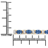 5.73 ct. Genuine Blue Sapphire and White Diamond 14K Yellow Gold Bracelet