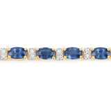 5.73 ct Genuine Blue Sapphire and White Diamond 14K Yellow Gold Bracelet