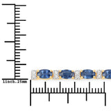 5.73 ct Genuine Blue Sapphire and White Diamond 14K Yellow Gold Bracelet