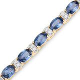 8.07 ct. Genuine Blue Sapphire and White Diamond 14K Yellow Gold Bracelet