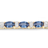 8.07 ct. Genuine Blue Sapphire and White Diamond 14K Yellow Gold Bracelet