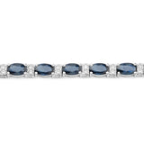 18K White Gold 8.07 Carat Genuine Blue Sapphire and White Diamond Bracelet