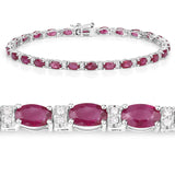 6.77 Carat Genuine Ruby and White Diamond 14K White Gold Bracelet