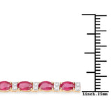 7.29 Carat Genuine Ruby and White Diamond 14K Yellow Gold Bracelet