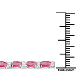 18K White Gold 7.29 Carat Genuine Ruby and White Diamond Bracelet