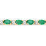 4.98 ct Genuine Zambian Emerald White Diamond 14K Yellow Gold Bracelet