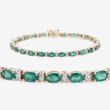 4.98 ct Genuine Zambian Emerald White Diamond 14K Yellow Gold Bracelet