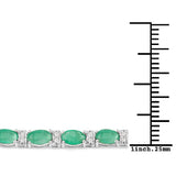 5.21 Carat Genuine Zambian Emerald and White Diamond 14K White Gold Bracelet