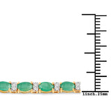 5.21 Carat Genuine Zambian Emerald and White Diamond 14K Yellow Gold Bracelet