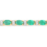 4.98 ct Genuine Zambian Emerald and White Diamond 14K Yellow Gold Bracelet